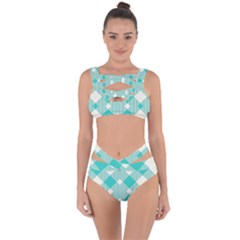 Diagonal Blue Torquoise Bandaged Up Bikini Set  by ConteMonfrey