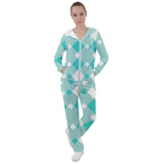 Diagonal Blue Torquoise Women s Tracksuit by ConteMonfrey