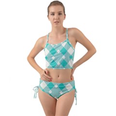 Diagonal Blue Torquoise Mini Tank Bikini Set by ConteMonfrey