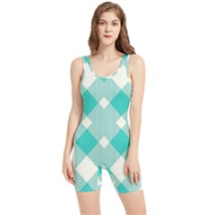 Diagonal Blue Torquoise Women s Wrestling Singlet by ConteMonfrey