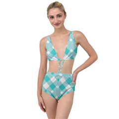 Diagonal Blue Torquoise Tied Up Two Piece Swimsuit by ConteMonfrey