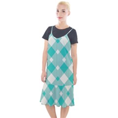 Diagonal Blue Torquoise Camis Fishtail Dress by ConteMonfrey