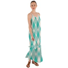 Diagonal Blue Torquoise Cami Maxi Ruffle Chiffon Dress by ConteMonfrey