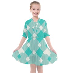 Diagonal Blue Torquoise Kids  All Frills Chiffon Dress by ConteMonfrey