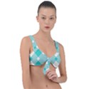 Diagonal Blue Torquoise Front Tie Bikini Top View1