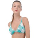 Diagonal Blue Torquoise Knot Up Bikini Top View1