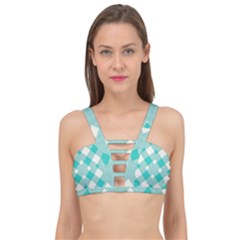 Diagonal Blue Torquoise Cage Up Bikini Top by ConteMonfrey