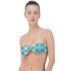 Diagonal Blue Torquoise Classic Bandeau Bikini Top  by ConteMonfrey