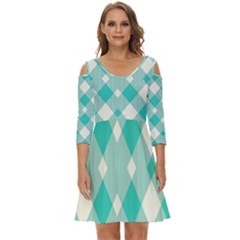 Diagonal Blue Torquoise Shoulder Cut Out Zip Up Dress by ConteMonfrey