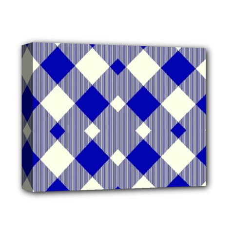 Blue Diagonal Plaids  Deluxe Canvas 14  X 11  (stretched) by ConteMonfrey