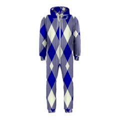 Blue Diagonal Plaids  Hooded Jumpsuit (kids) by ConteMonfrey