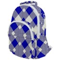 Blue Diagonal Plaids  Rounded Multi Pocket Backpack View1