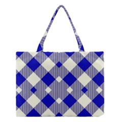 Blue Diagonal Plaids  Medium Tote Bag by ConteMonfrey