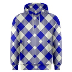 Blue Diagonal Plaids  Men s Overhead Hoodie by ConteMonfrey