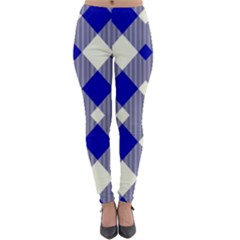 Blue Diagonal Plaids  Lightweight Velour Leggings by ConteMonfrey