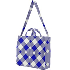 Blue Diagonal Plaids  Square Shoulder Tote Bag by ConteMonfrey