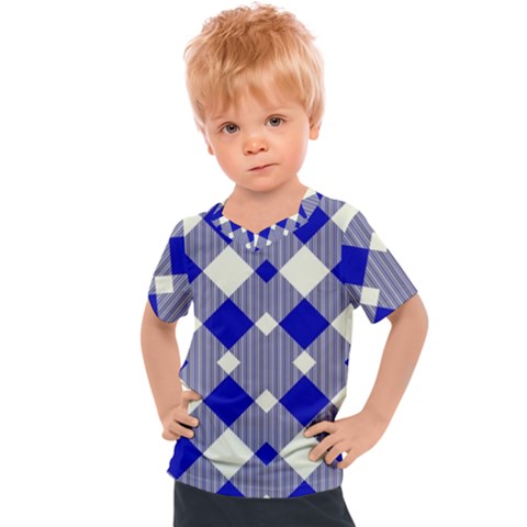 Blue Diagonal Plaids  Kids  Sports Tee by ConteMonfrey