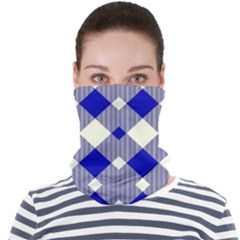 Blue Diagonal Plaids  Face Seamless Bandana (adult) by ConteMonfrey