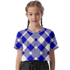 Blue Diagonal Plaids  Kids  Basic Tee by ConteMonfrey