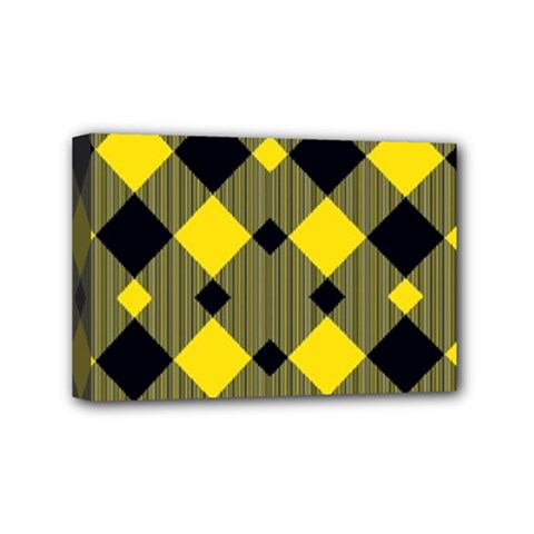 Yellow Diagonal Plaids Mini Canvas 6  X 4  (stretched) by ConteMonfrey