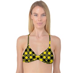 Yellow Diagonal Plaids Reversible Tri Bikini Top by ConteMonfrey