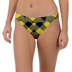 Yellow Diagonal Plaids Band Bikini Bottom