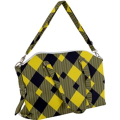 Yellow Diagonal Plaids Canvas Crossbody Bag by ConteMonfrey