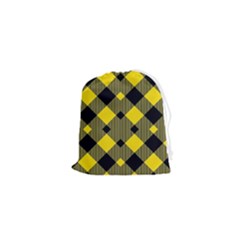 Yellow Diagonal Plaids Drawstring Pouch (xs) by ConteMonfrey