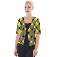 Yellow Diagonal Plaids Cropped Button Cardigan by ConteMonfrey