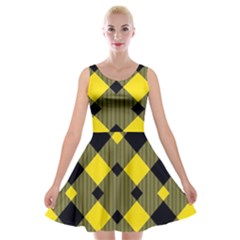 Yellow Diagonal Plaids Velvet Skater Dress by ConteMonfrey