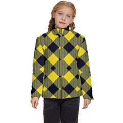 Yellow Diagonal Plaids Kids  Puffer Bubble Jacket Coat by ConteMonfrey