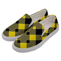 Yellow Diagonal Plaids Men s Canvas Slip Ons by ConteMonfrey