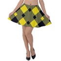 Yellow diagonal Plaids Velvet Skater Skirt View1