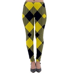 Yellow Diagonal Plaids Lightweight Velour Leggings by ConteMonfrey