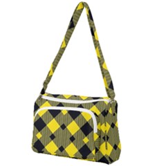 Yellow Diagonal Plaids Front Pocket Crossbody Bag by ConteMonfrey