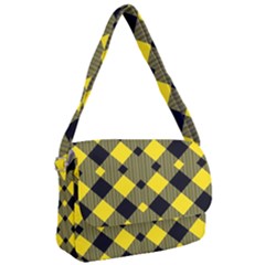 Yellow Diagonal Plaids Courier Bag by ConteMonfrey