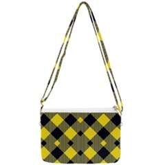 Yellow Diagonal Plaids Double Gusset Crossbody Bag by ConteMonfrey