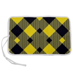 Yellow Diagonal Plaids Pen Storage Case (m) by ConteMonfrey