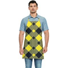 Yellow Diagonal Plaids Kitchen Apron by ConteMonfrey