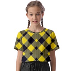 Yellow Diagonal Plaids Kids  Basic Tee by ConteMonfrey