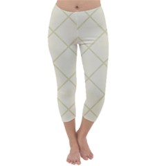 Discreet Cream Plaids Capri Winter Leggings  by ConteMonfrey