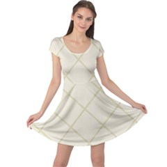 Discreet Cream Plaids Cap Sleeve Dress by ConteMonfrey