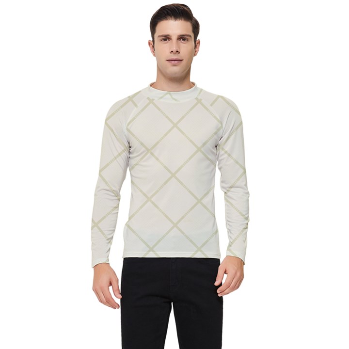 Discreet Cream Plaids Men s Long Sleeve Rash Guard