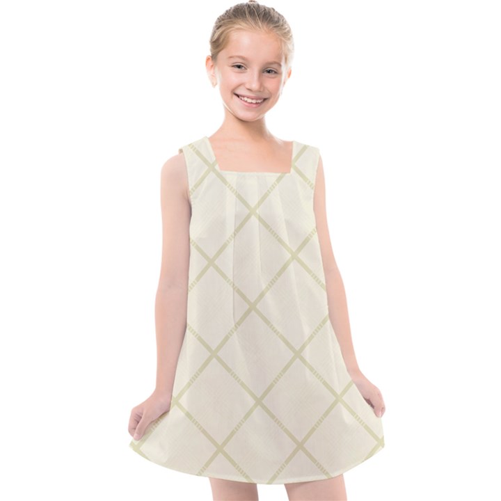 Discreet Cream Plaids Kids  Cross Back Dress