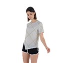 Discreet Cream Plaids Asymmetrical Short Sleeve Sports Tee View2