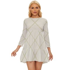 Discreet Cream Plaids Long Sleeve Babydoll Dress by ConteMonfrey