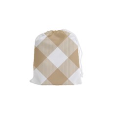 Clean Brown White Plaids Drawstring Pouch (small) by ConteMonfrey