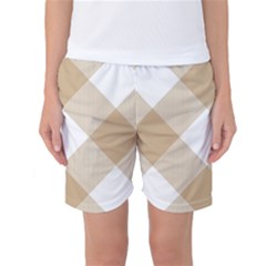 Clean Brown White Plaids Women s Basketball Shorts by ConteMonfrey