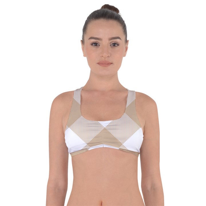 Clean brown white plaids Got No Strings Sports Bra