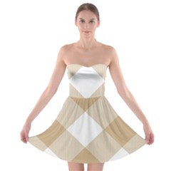 Clean Brown White Plaids Strapless Bra Top Dress by ConteMonfrey